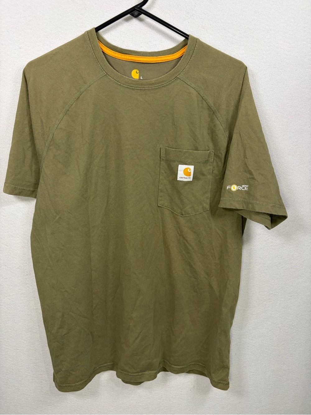 Carhartt Olive Green Short Sleeve Pocket Tee with Contrast Trim